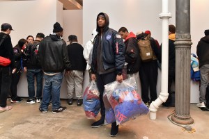 The scene at Kanye West's "The Life of Pablo" pop-up store in SoHo.