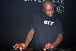 Virgil Abloh mixing tunes heavensake party
