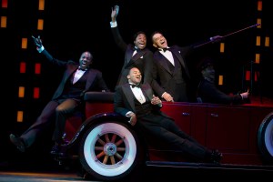 Joshua Henry as Noble Sissle, Brandon Victor Dixon as Eubie Blake, Billy Porter as Aubrey Lyles and Brian Stokes Mitchell as F.E. Miller in "Shuffle Along".
