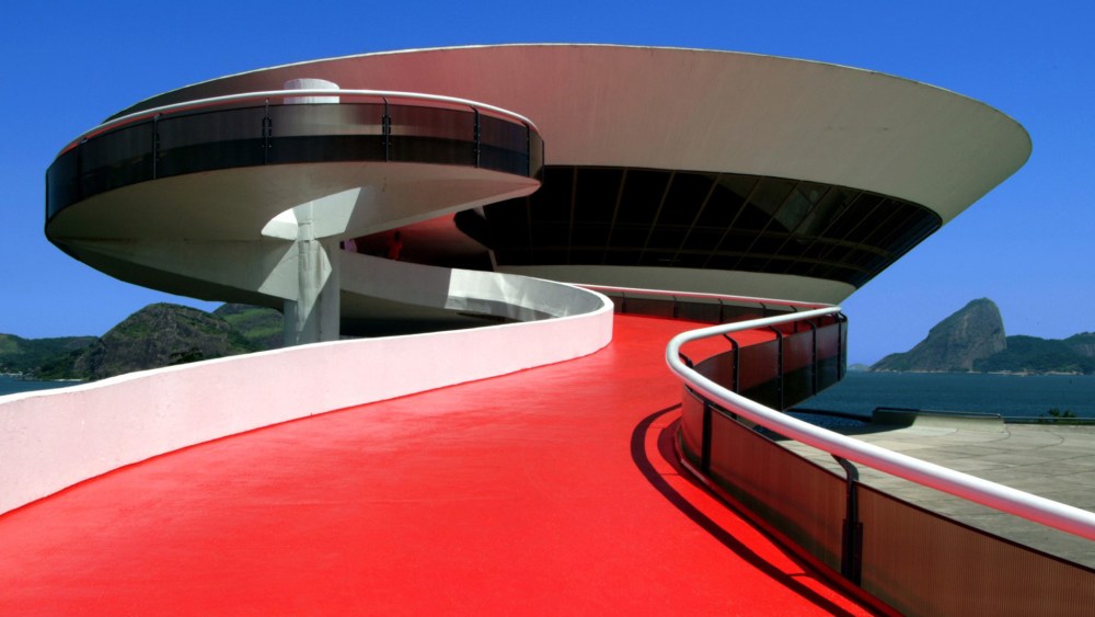 A view of the Niterói Contemporary Art Museum in Rio de Janeiro.