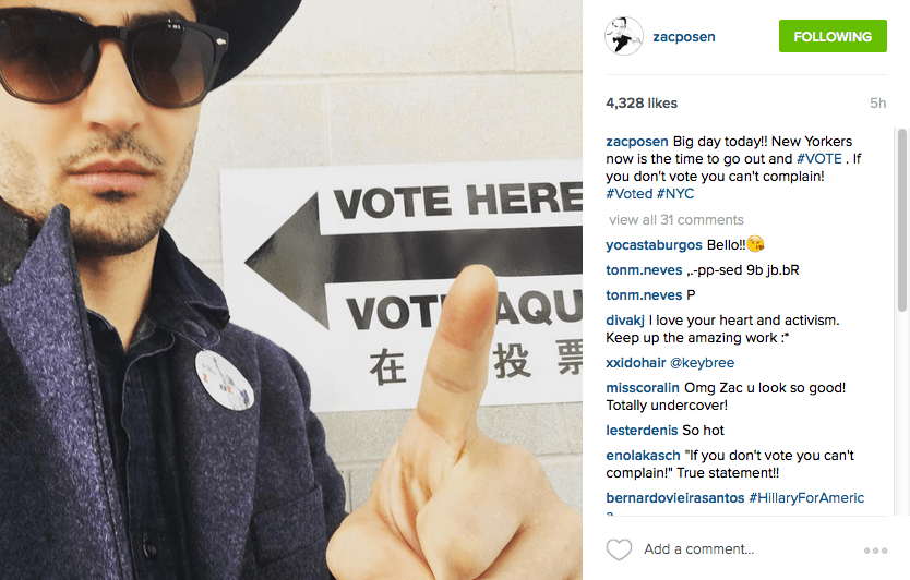 Zac Posen Vote Instagram