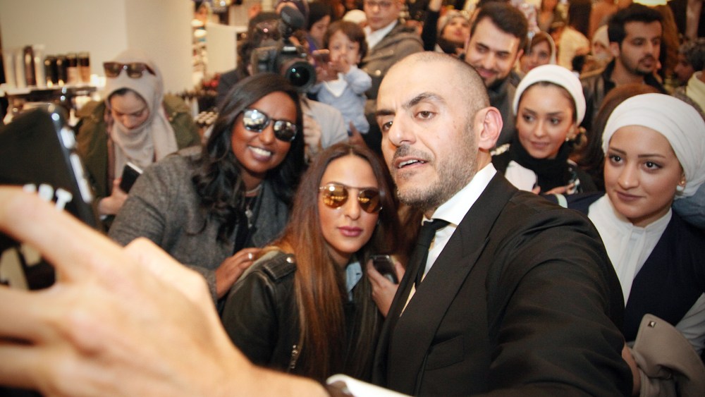 Social media superstar Sheikh Majed Al-Sabah sent off selfie snaps with fans in Bergdorf's beauty department.