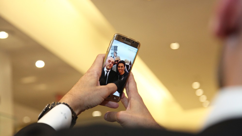 Social media superstar Sheikh Majed Al-Sabah sent off selfie snaps with fans in Bergdorf's beauty department.