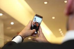 Social media superstar Sheikh Majed Al-Sabah sent off selfie snaps with fans in Bergdorf's beauty department.