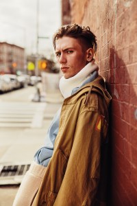Faith Connexion’s cotton jacket, Gypsy Sport’s cotton denim pullover shirt and cotton fleece track pants. Gypsy Sport neckpiece.