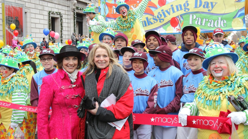 Martine Reardon with Macy's Amy Kule [left] at the Macy's Thanksgiving Parade in 2014.