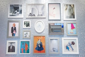 A wall decorated in the children's wear department.