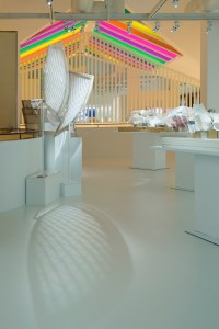 Displays at the exhibit “Fondation Louis Vuitton Building in Paris by Frank Gehry.”