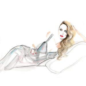 Cannes 2016: A sketch of Jerry Hall in Calvin Klein Collection
