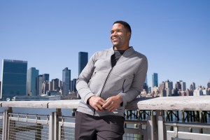 Michael Strahan wearing a look from line at J.C. Penney.