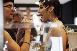 A guest having her makeup done.