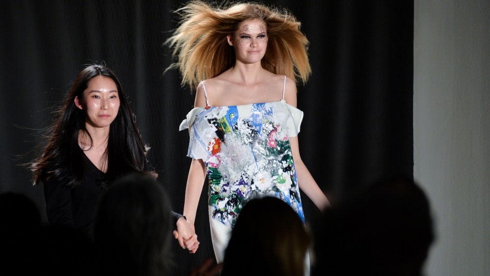 Jihyun Kim, winner of the Liz Claiborne Award — Concept to Product, with her design.