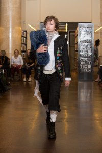 A look by Jacob Blau, at the Rhode Island School of Design's 2016 Collection show.