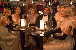 A still from "Cafe Society" showing a group of actresses in Chanel fine jewelry