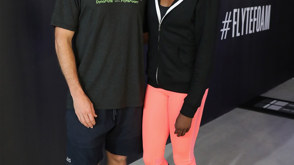 Ryan Hall and Candace Hill in the new DynaFlyte shoe