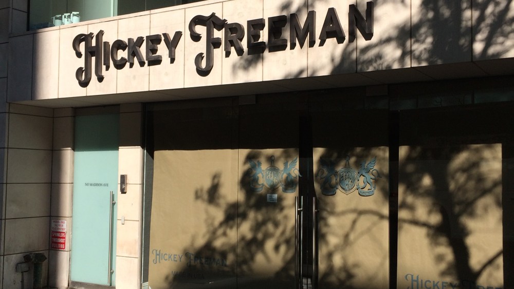 The storefront of the closed Hickey Freeman store.