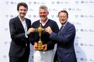Antoine Arnault, Darren Clarke, Pascal Grizot with the Ryder Cup