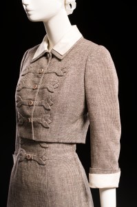 Woman's suit of light gray flannel, designed by Mainbocher, France, 1937.