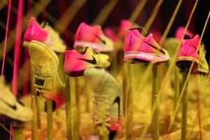 Nike’s 2016 track and field footwear collection is done in shades of Nike Volt and hyper pink to create a visual blurr in motion.