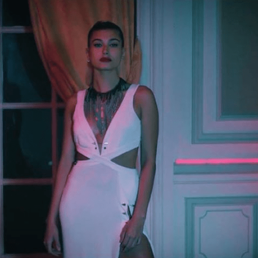 Hailey Baldwin in the music video for "Love to Love You Baby."