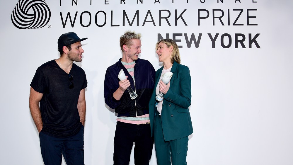 Joshua Cooper and Laurence Chandler of Rochambeau with Gabriela Hearst at International Woolmark U.S. finalists' announcement.