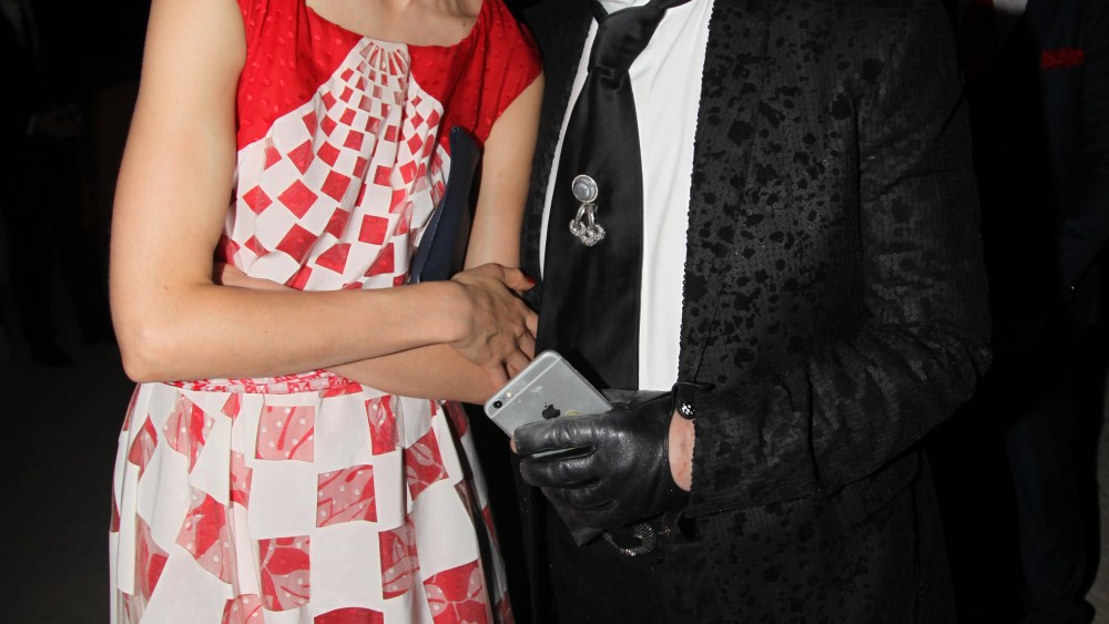 Lindsey Wixson and Karl Lagerfeld at the Fendi Couture Fall 2016 After party