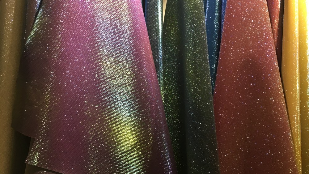 A holographic foiled leather at Lineapelle New York.
