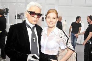 Karl Lagerfeld and Jessica Chastain