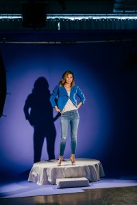 Ellen Pompeo on set at the video shoot.