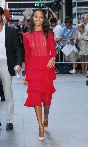 Zoe Saldana in Oscar de la Renta designed by Peter Coppings