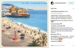 Ines de la Fressange posted a vintage postcard showing the Promenade des Anglais