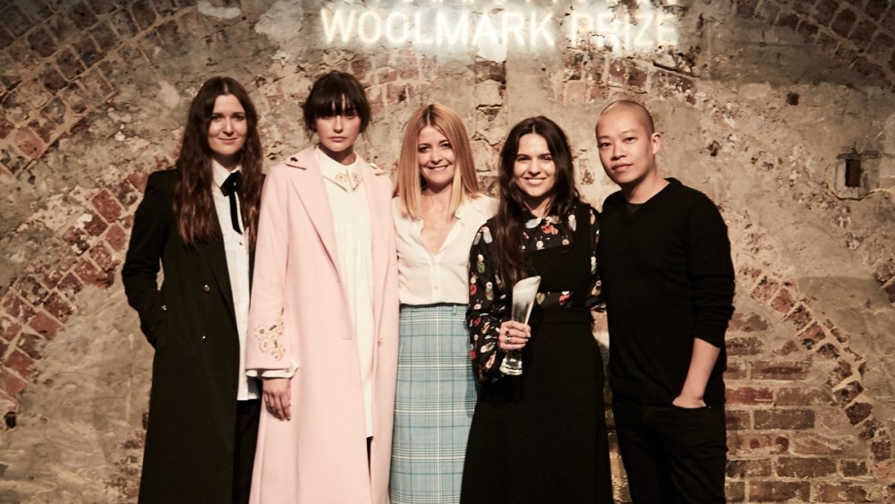 Beth MacGraw, a model in Macgraw’s winning Woolmark look, Harpers Bazaar Australia editor in chief Kellie Hush, Tessa MacGraw and Jason Wu