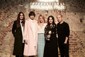 Beth MacGraw, a model in Macgraw’s winning Woolmark look, Harpers Bazaar Australia editor in chief Kellie Hush, Tessa MacGraw and Jason Wu