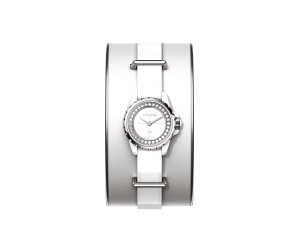 The white small cuff version of Chanel’s J12 XS watch