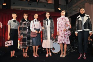 Models wearing the Kate Spade fall collection in Tokyo