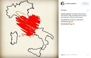 Linda Evangelista deadly earthquake in Italy
