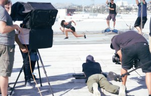 Jenna Dewan Tatum behind the scenes at Danskin's fall 2016 ad campaign shoot in Los Angeles.