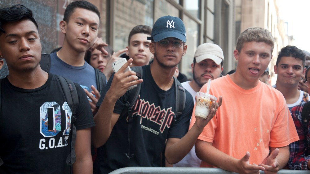 Fans lined up to wait for Kanye West's 'Pablo' pop-up shop in TriBeCa to open its doors on Friday morning.