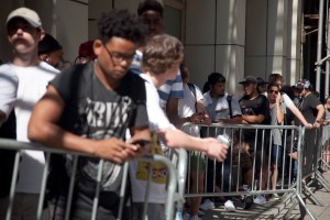 Fans lined up to wait for Kanye West's 'Pablo' pop-up shop in TriBeCa to open its doors on Friday morning.