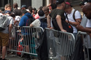 Fans lined up to wait for Kanye West's 'Pablo' pop-up shop in TriBeCa to open its doors on Friday morning.