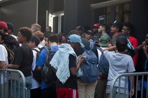 Fans lined up to wait for Kanye West's 'Pablo' pop-up shop in TriBeCa to open its doors on Friday morning.