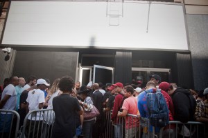 Fans lined up to wait for Kanye West's 'Pablo' pop-up shop in TriBeCa to open its doors on Friday morning.