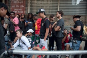 Fans lined up to wait for Kanye West's 'Pablo' pop-up shop in TriBeCa to open its doors on Friday morning.