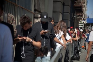 Fans lined up to wait for Kanye West's 'Pablo' pop-up shop in TriBeCa to open its doors on Friday morning.