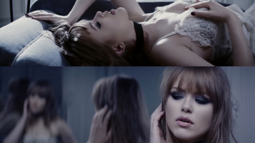 Stills from Kristina Bazan's "Out" music video.