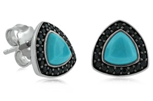 Lisa Bridge turquoise and black sapphire earrings in sterling silver