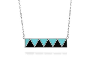 Lisa Bridge black onyx and turquoise bar pendant necklace in sterling silver
