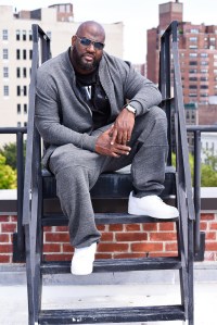 Mo Vaughn wearing a look from MVP Collections.