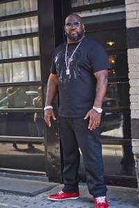 Mo Vaughn wearing a look from MVP Collections.