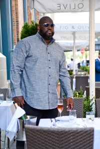 Mo Vaughn wearing a look from MVP Collections.